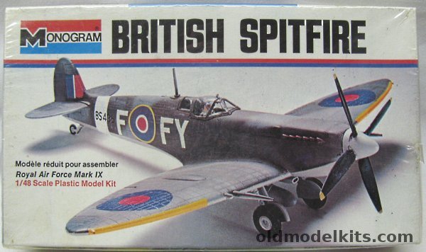 Monogram 1/48 British Spitfire Mark IX White Box Issue, 6801 plastic model kit